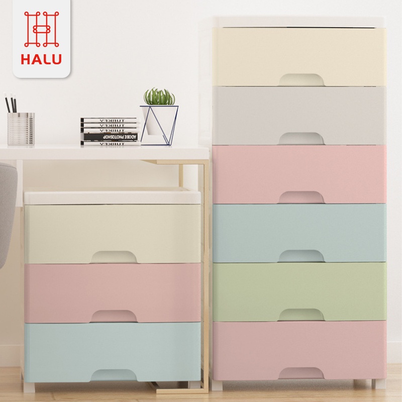 HALU Lemari Plastik Pakain/Buku/Mainan Anak/Snack Multifungsi Laci Susun Storage Cabinet Plastik Rak