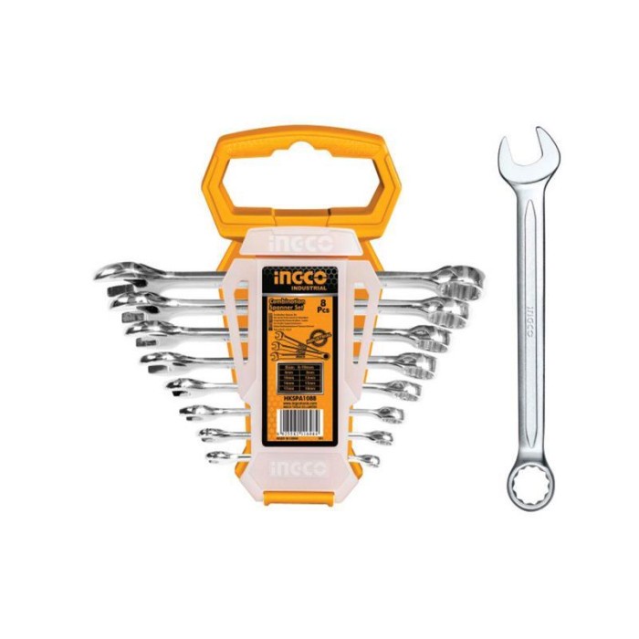 INGCO Industrial Kunci Kombinasi Ring Wrench Pas Set 8 Pcs HKSPA1088