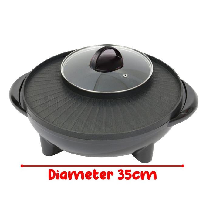 Murah Banget Shabu Steamboat Listrik 2 In 1 BBQ Alat Pemasak Pemanggang Penggoreng Multifungsi Simpl