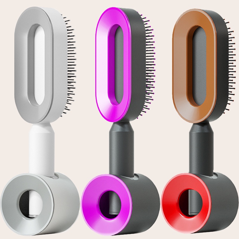 1 Pc Sisir Pijat Kulit Kepala Anti Statis Model Tekan Otomatis Untuk Alat Tata Rambut