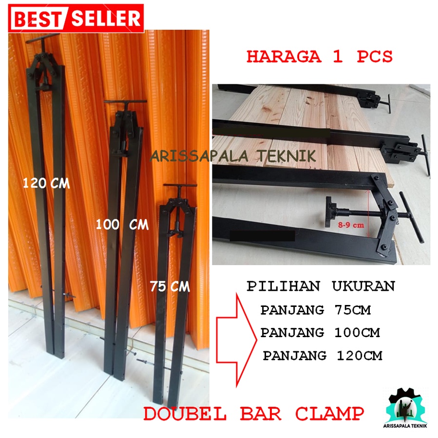 PROMO Double Bar Clamp Alat Press Catok Klem Sambung Papan Kayu T Bar Clamp Pipe Clamp