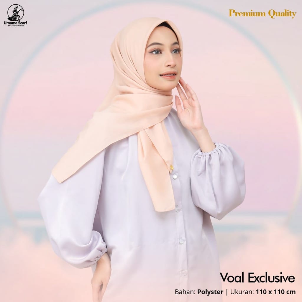 Voal Exclusive UMAMA SCARF BASIC VOAL METAL LOGO - KERUDUNG JILBAB HIJAB SEGIEMPAT POLOS PREMIUM