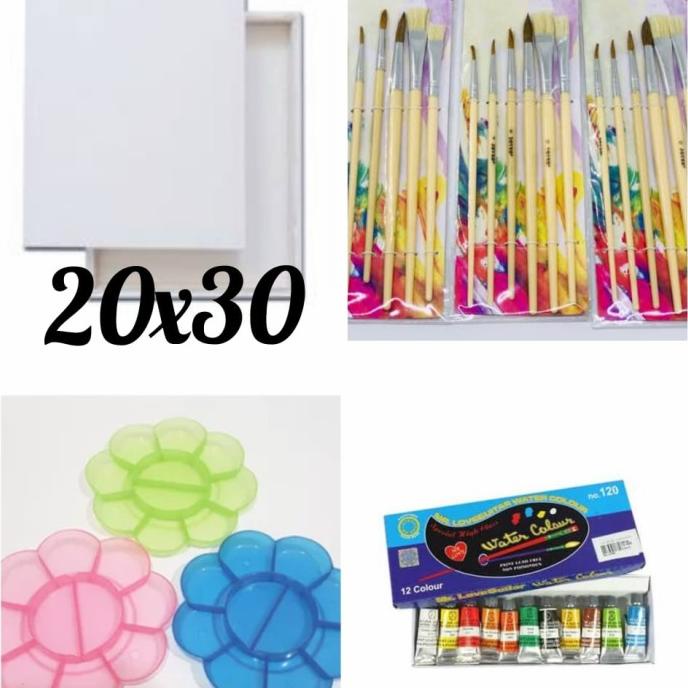 

Paket Kanvas/canvas 20x30(Canvas +kuas+palet+cat air)