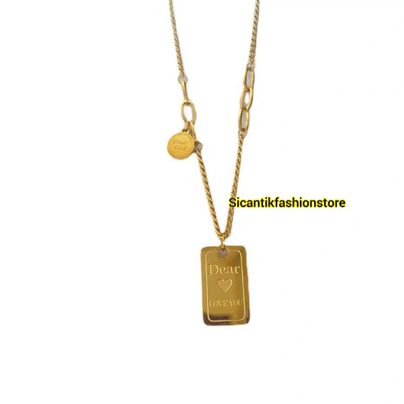 Kalung Wanita Titanium Liontin Dear Love Terbaru Terlaris Anti Karat Selamanya Kalung Wanita Korea Viral Murah Mewah Perhiasan Wanita