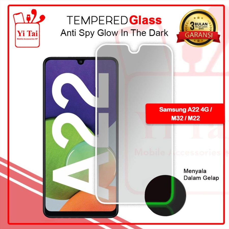 YI-TAI TEMPERED GLASS PREMIUM SPY GLOW IN THE DARK SAMSUNG M30 SAMSUNG M30S SAMSUNG M31 SAMSUNG M31S SAMSUNG M32 5G SAMSUNG M32 SAMSUNG M51 SAMSUNG M52 SAMSUNG M62 WHITE_CELL