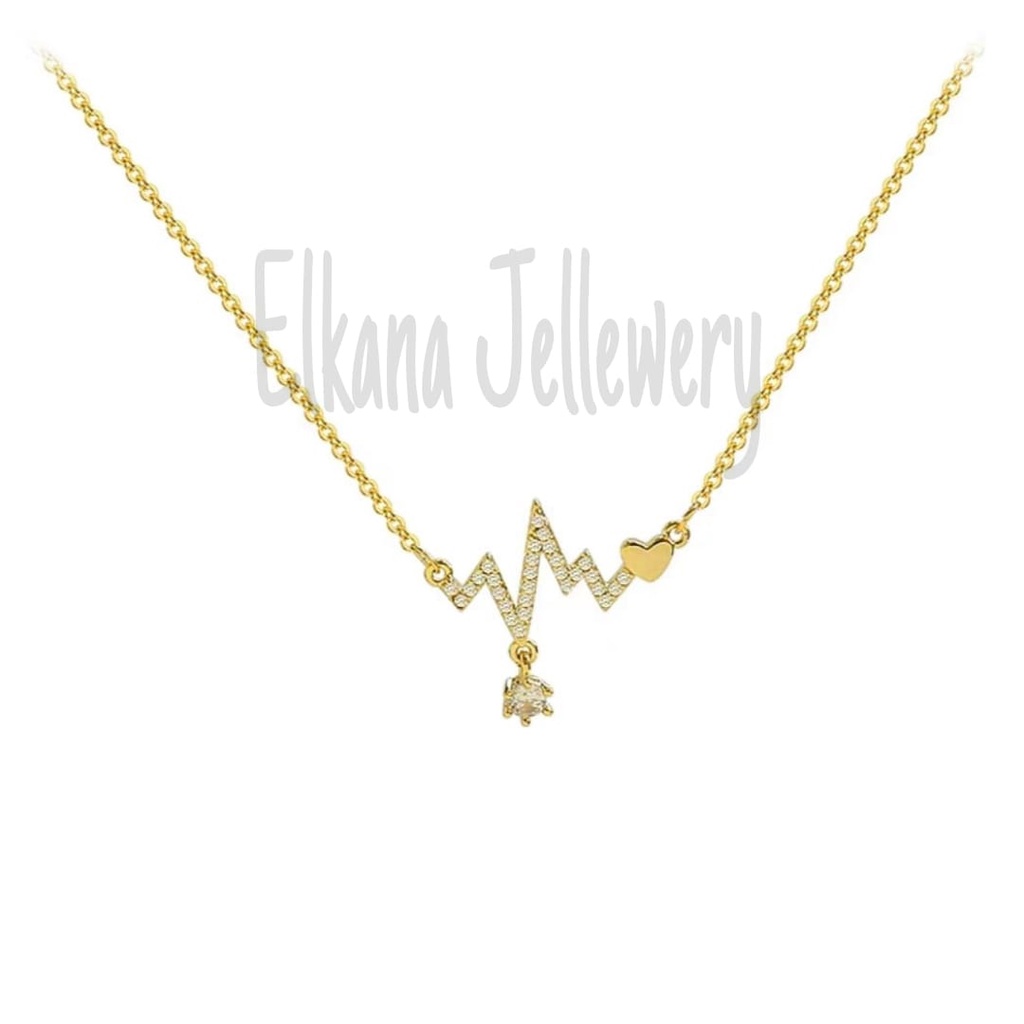 KALUNG TITANIUM HEART OMBAK Perhiasan super berkelas korea anti karat dan anti luntur