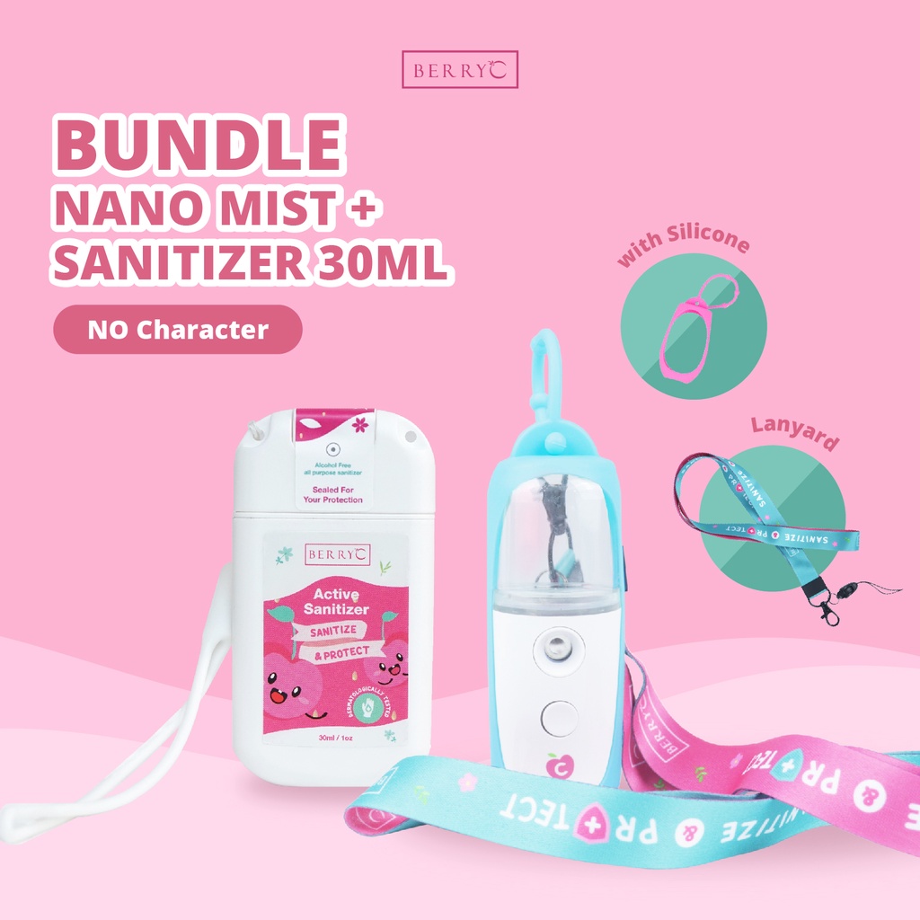 BerryC Nano Mist Spray Sanitizer 30ML Desain Baru Anti Bocor Dan Retak bisa untuk anak hingga dewasa (NO CHARACTER) face mist sprayer embun fog mungil personal portable rechargable usb putih white simple kuat new design awet sanitize sterilize moisturize