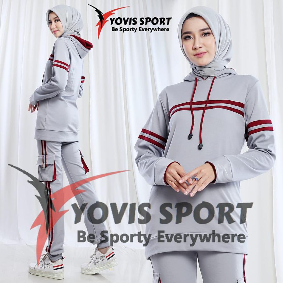 SETELAN SENAM HOODIE YOVIS SPORT / SETELAN OLAHRAGA WANITA GYM LARI LADIES / SETELAN YOVIS TERLARISS