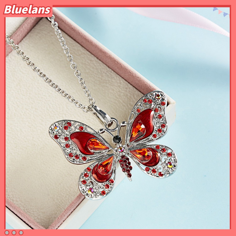 Kalung Bentuk Pita Bahan Alloy Aksen Berlian Imitasi Untuk Wanita