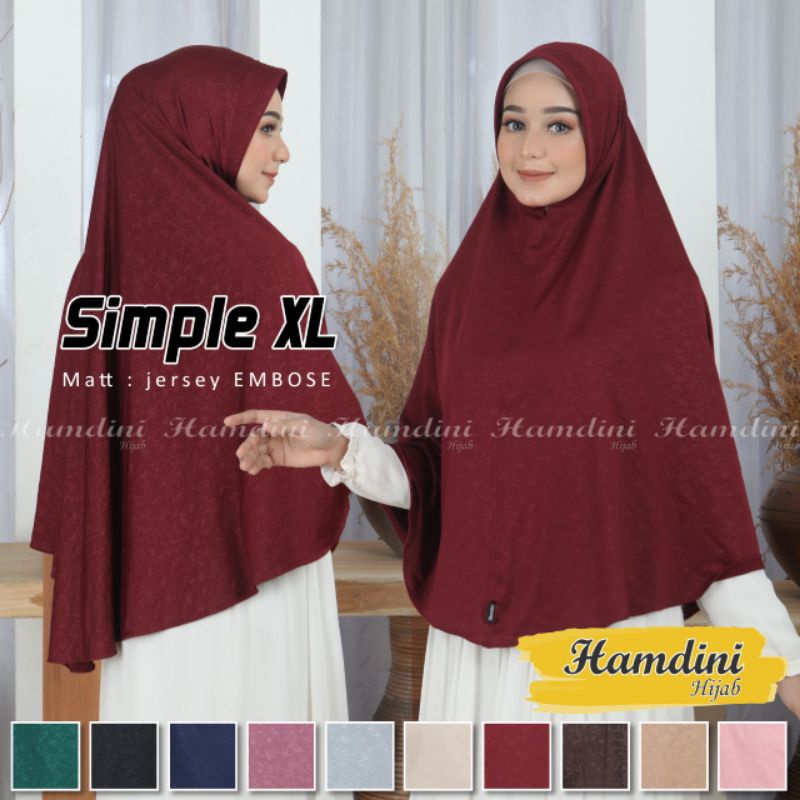 Jilbab Khimar Instan Simple XL PAD Embose Ori Hamdini