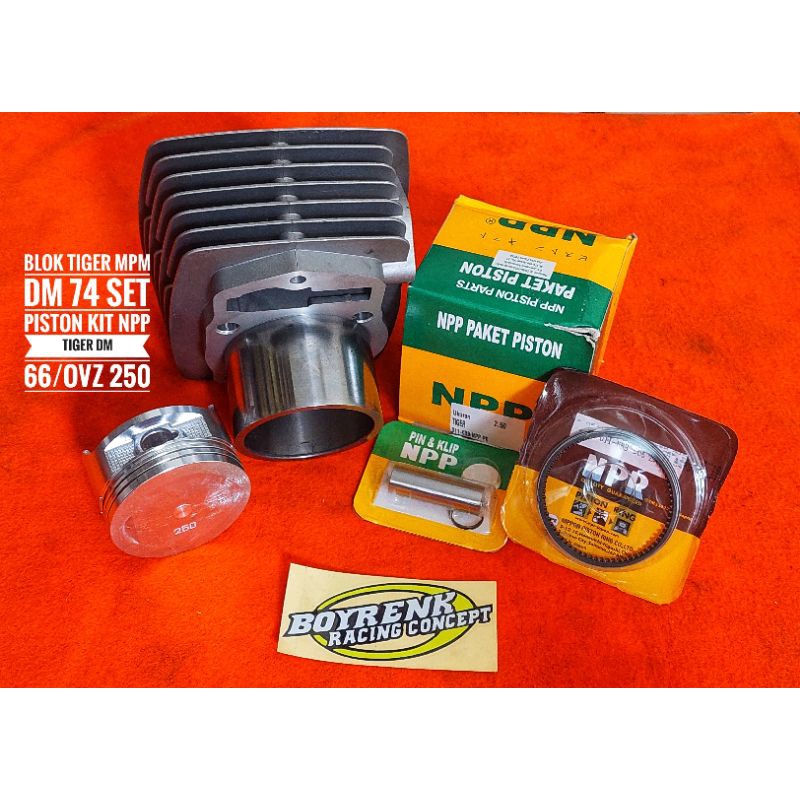CYLINDER BLOK TIGER DM 74 SET PISTON KIT TGR OVZ 250NPP - BOYRENK RACING
