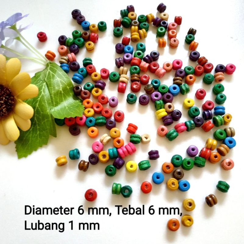 manik kayu Tabung Yoyo 6 mm warna. mote spacer gelang kalung aksesoris murah