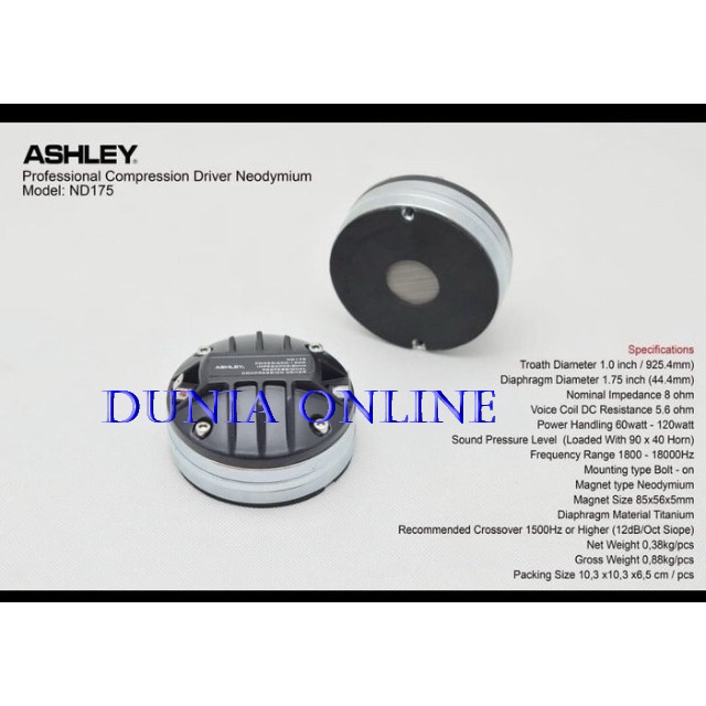DRIVER NEODYMIUM ASHLEY ND175/ND 175 TWEETER ORIGINAL
