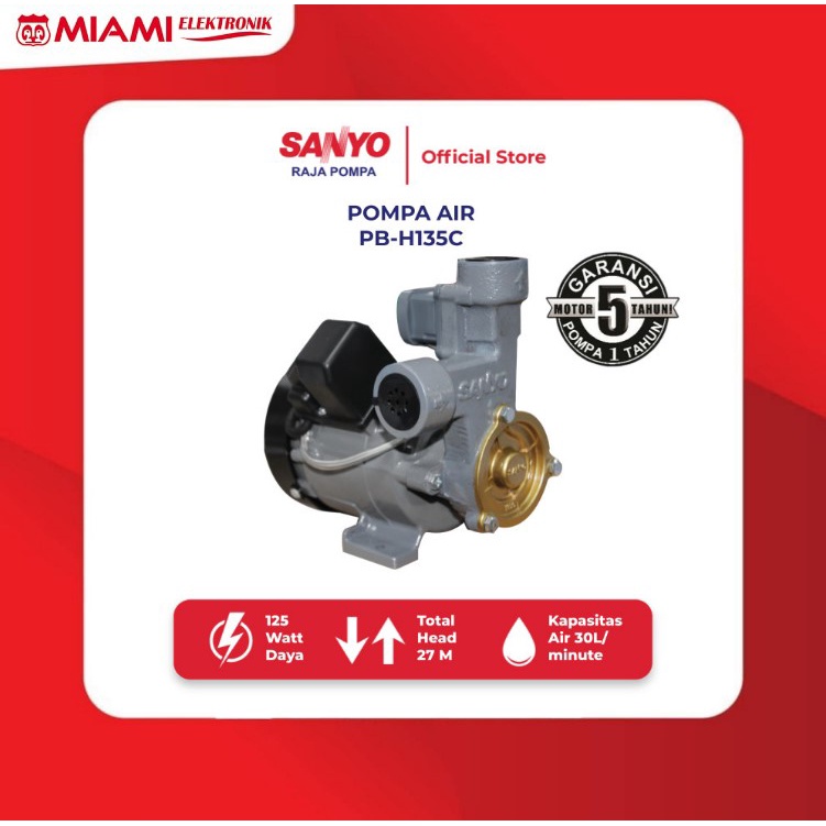 SANYO PB-H135C / PBH135C Mesin Pompa Pendorong Air Otomatis - Booster Pump