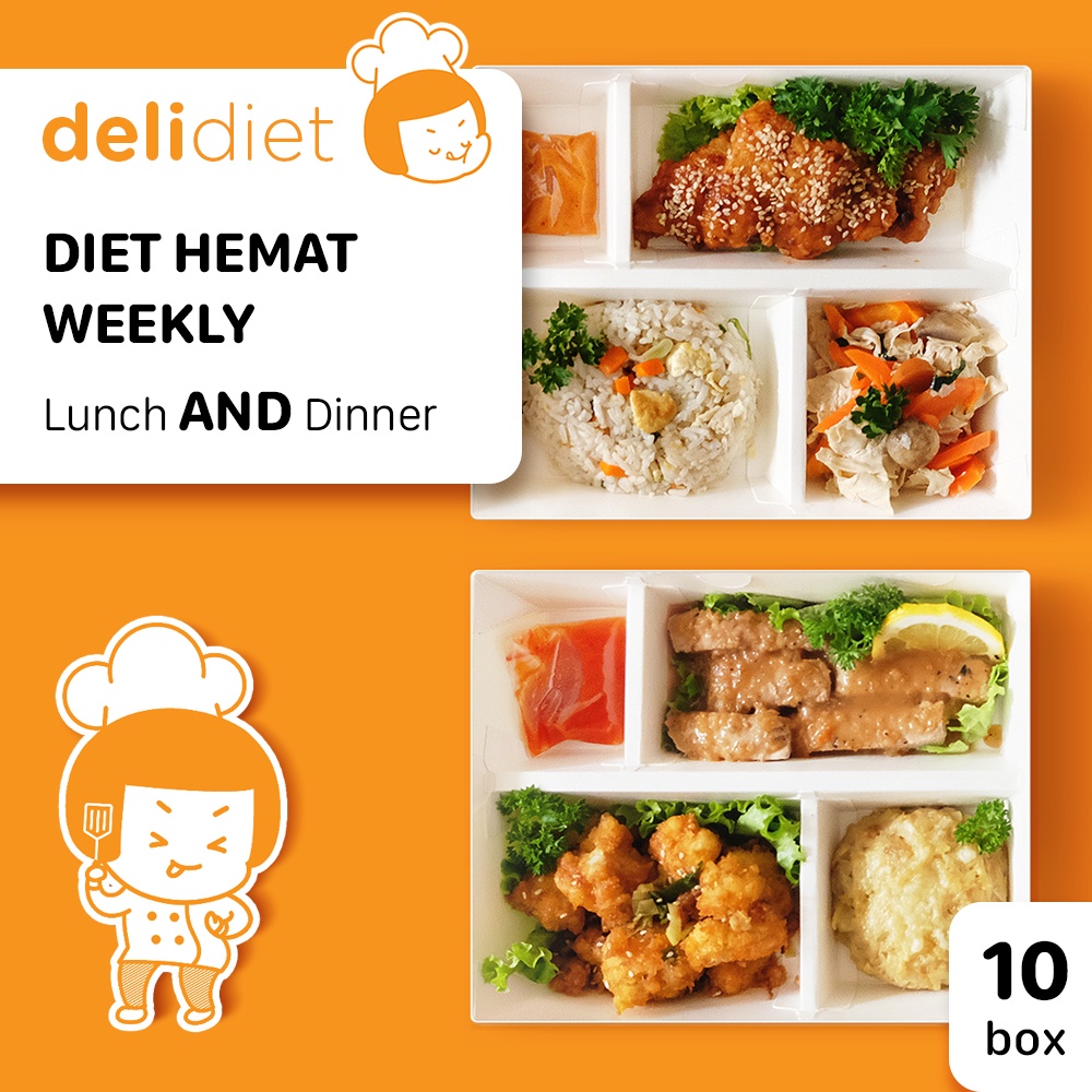 

DeliDiet Paket WEEKLY Lunch AND Dinner (10 box-5 days) Katering Program Diet TerENAK HEMAT EFEKTIF