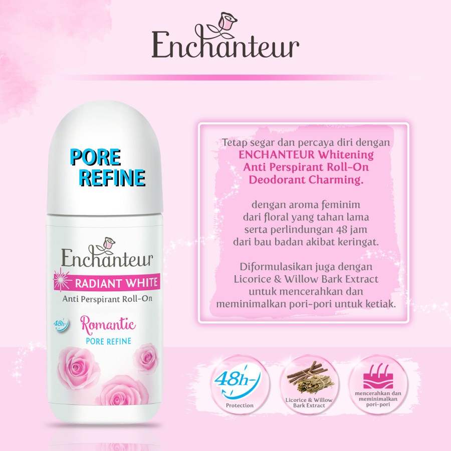 ★ BB ★ Enchanteur Deodorant Roll On Radiant White 40ml - Parfum Wanita
