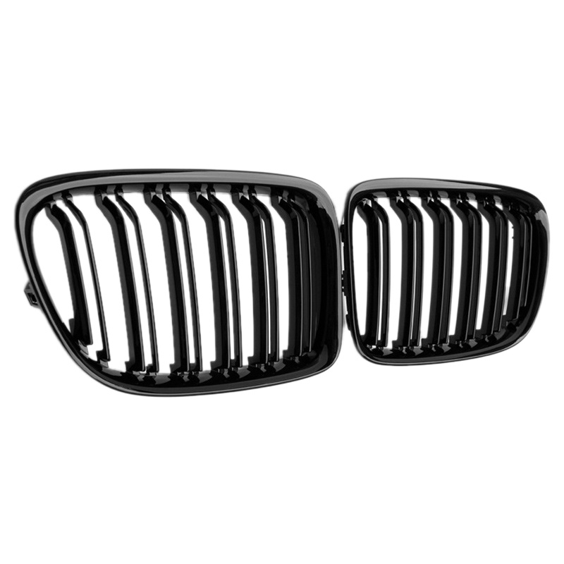 Bumper Depan Hitam Glossy Dual Slat Front Kidney Grille Untuk-BMW X1 Series E84 SDrive XDrive 2009-2015