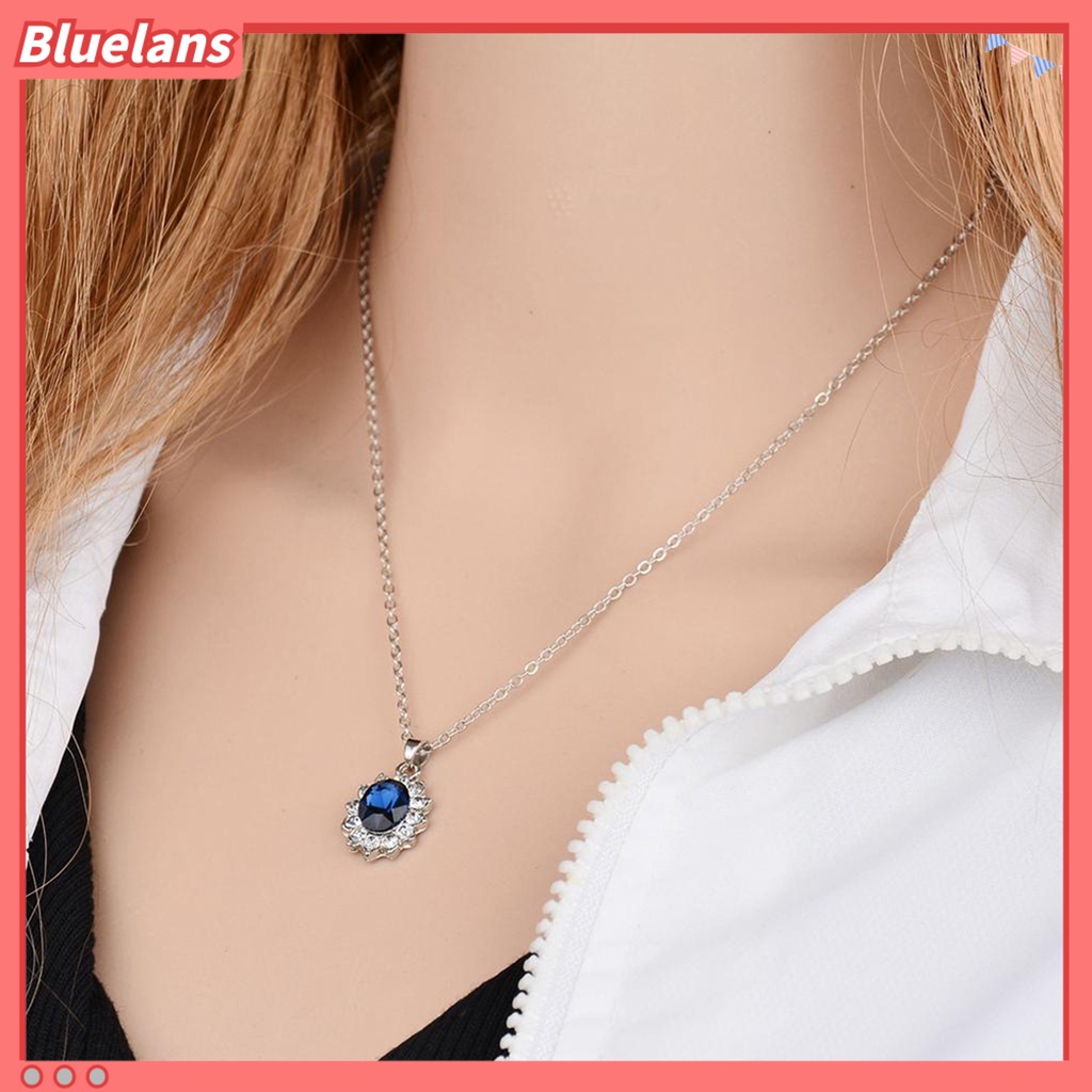 [bluelans]Fashion Faux Gemstone Rhinestone Pendant Necklace Stud Earrings Jewelry Gift