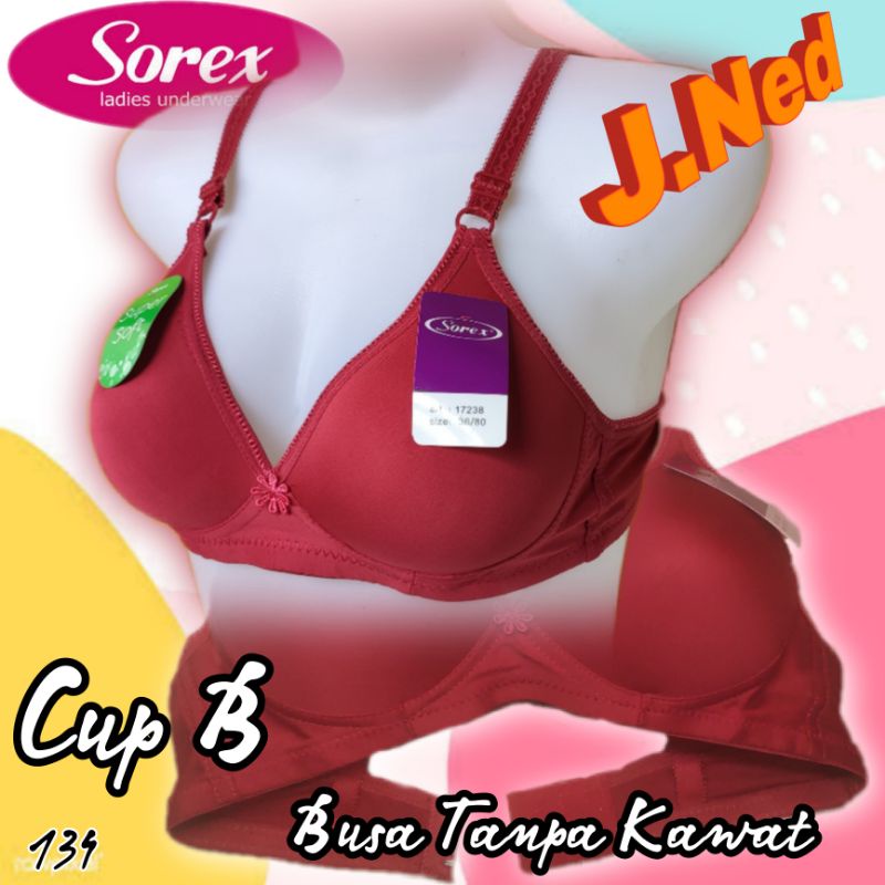 J134 BRA WANITA SOREX  BUSA TANPA KAWAT CUP A/B  SIZE 34 - 40