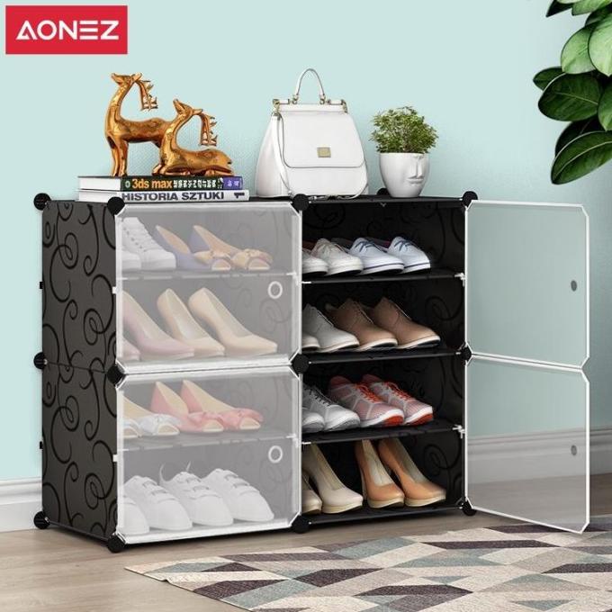 AONEZ RAK SEPATU 2 KOLOM 4 LAYER LEMARI SEPATU ANTI DEBU TEBAL SHOE GER646YH
