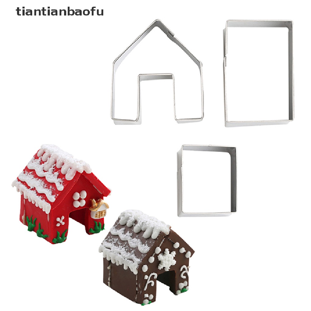 3pcs / Set Cetakan Pemotong Biskuit / Fondant Bentuk Rumah Jahe Natal Untuk Butik