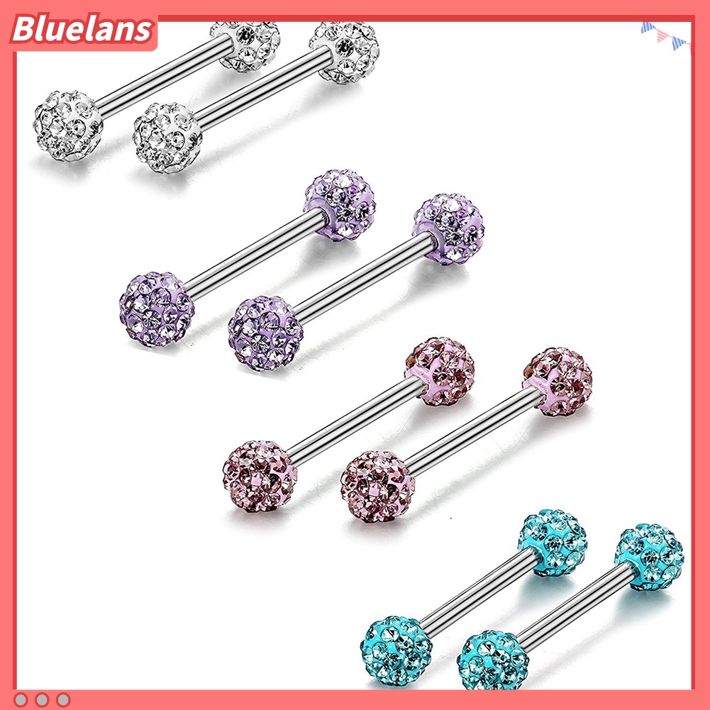Bluelans Women Rhinestone Tongue Nose Nipple Ring Stud Earrings Body Piercing Jewelry