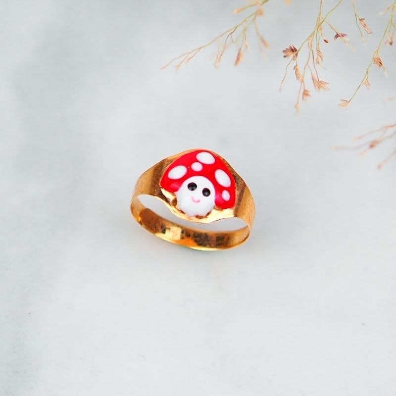 Cincin Emas Baby Ongsrotan Jamur Cat Merah - Toko Emas Gadjah