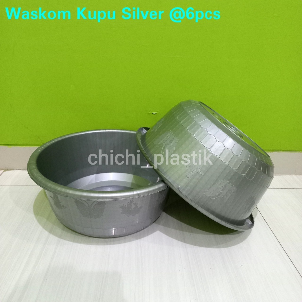 Isi 6 PCS!! Waskom Kupu Silver /Waskom Plastik/Waskom berkatan / Bak cuci