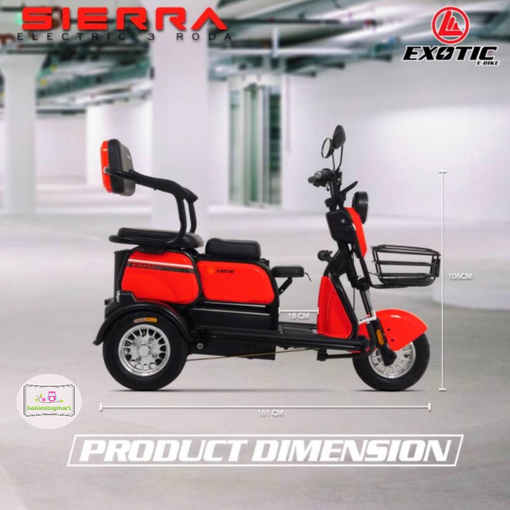 Sepeda Listrik 3 Terbaru Roda Exotic Sierra dengan Power 800W Battery 48V 20Ah - Blue Black Wishlist 15 • Diskusi (1)