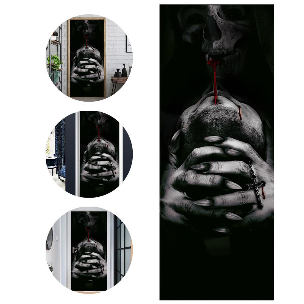 Stiker Pintu 3D Bahan PVC Anti Air Untuk Dekorasi Pesta Halloween (house2020)