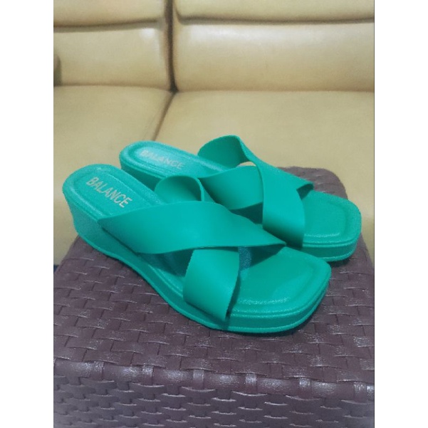 Sandal Wedges Tali Silang Gladiator MARLINA Full Colour Import PVC