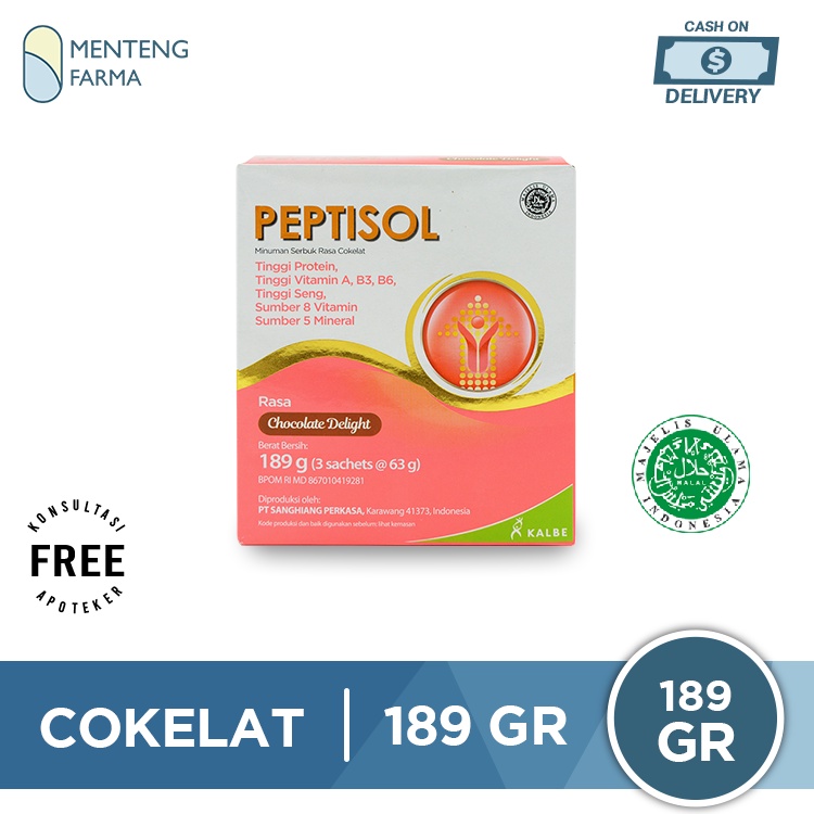 Peptisol Chocolate 189 Gram - Susu Tinggi Protein Pemulihan Pasca Sakit