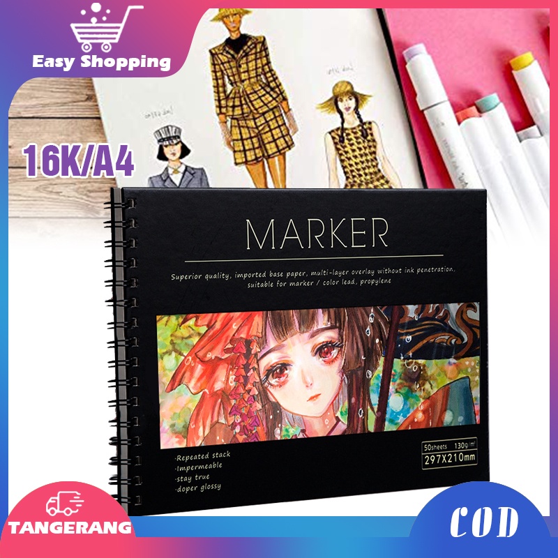 50 Sheets Marker Pad No Penetration Paper A4 Hardcover Sketchbook Untuk Copic Dan Promarker