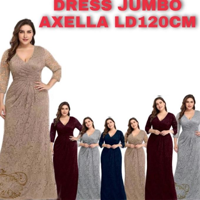 Qa146 Maxi Axella Dress Jumbo Wanita Ld120Cm Longdress Brukat Pesta Wa Storolandari