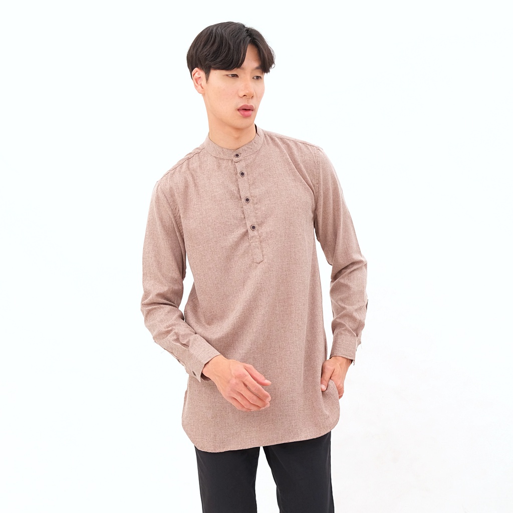 SANVANINA F-03A Kemeja Long Kurta Salman Coffee Milk | Baju Kurta Muslim Salman Mocca