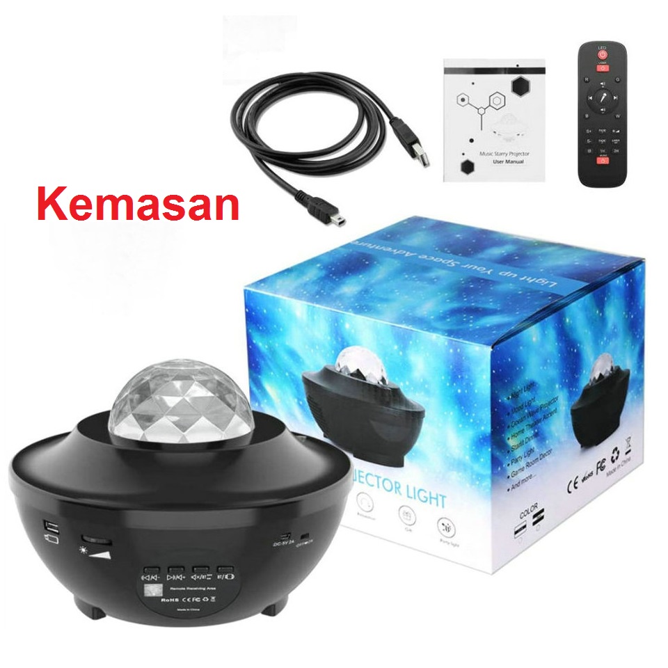 Lampu Proyektor Dengan Speaker Langit Malam Bintang Galaxy Nebula Lamp Starry Projector Light Lampu Tidur Proyektor 2in1