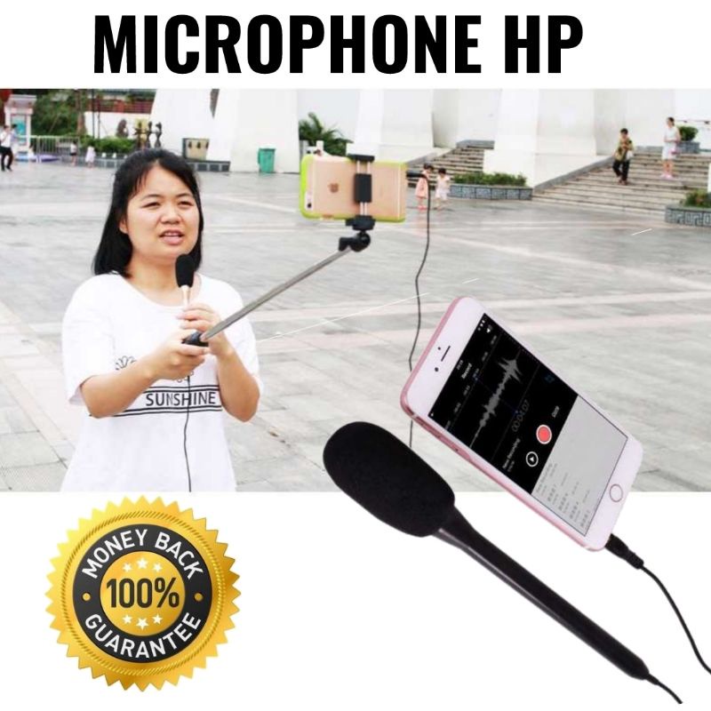 Mikrofon For Smartphone Laptop Action Camera Mic Kabel Hape Wawancara Microphone Karaoke Pintar Smar