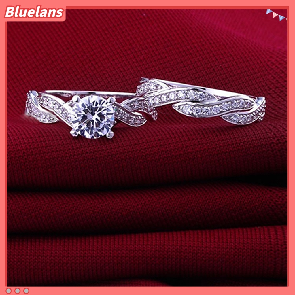 Bluelans 2Pcs Women Ring Cross Design Decorative Jewelry Accessories Rhinestone Inlaid Ring