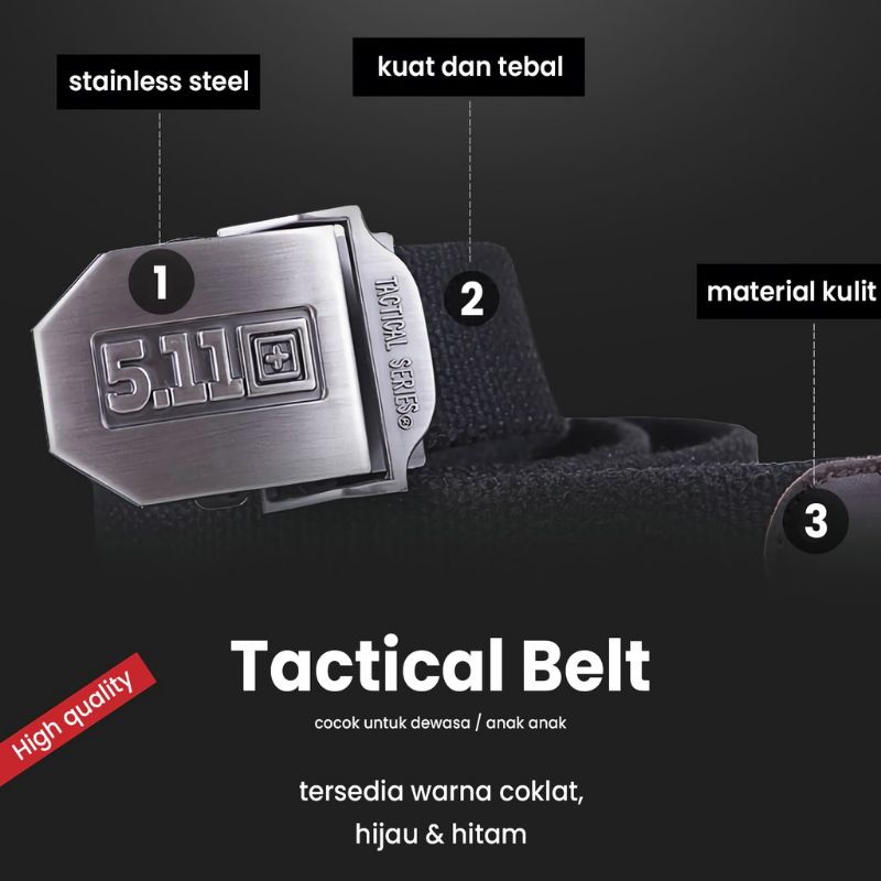 Ikat Pinggang Gesper Pria 511 Webbing - Tactical Belt  Solid Kepala Besi Anti Karat