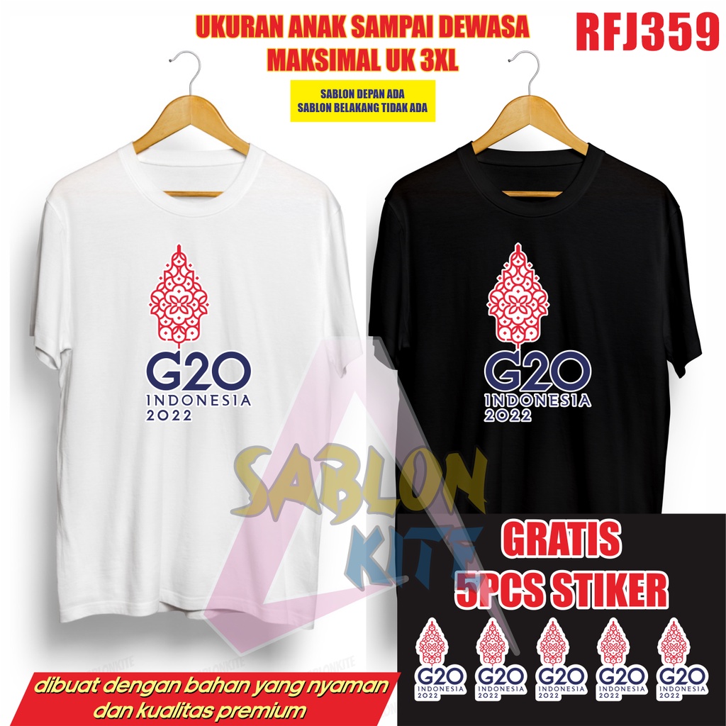 GRATIS STIKER!!! KAOS TEMA G20 INDONESIA RFJ359 SAMPAI 3XL