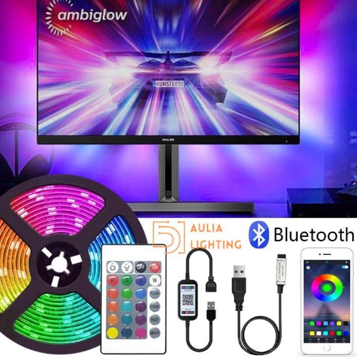 Terbaru PAKET LAMPU TIDUR LED STRIP RGB SMD 5050 USB 5V HIASAN KAMAR 1M 2M 3M 4M 5M AESTETIC REMOTE 