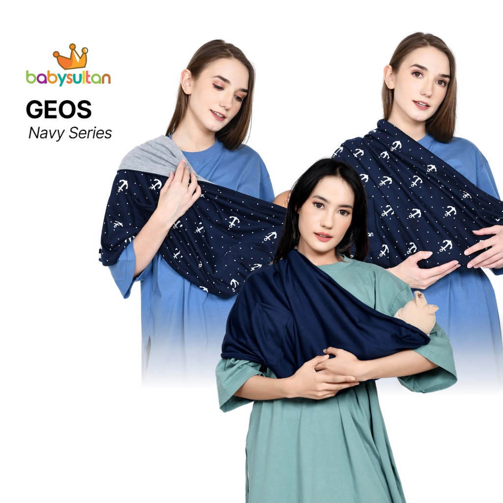 Gendongan Bayi Kaos GEOS Instan Warna Navy Series baby sultan