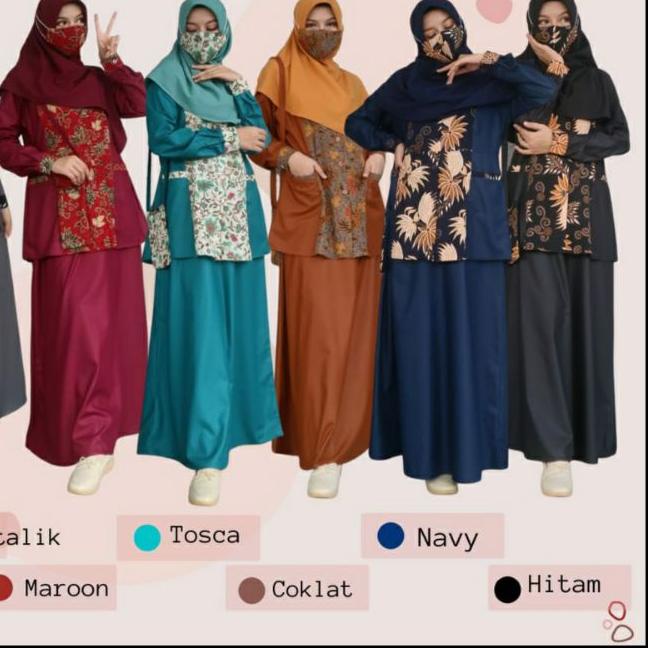 11.11✔️Gamis Batik Kerja Wanita Seragam Batik Kerja Wanita Setelan Batik Wanita Kantoran Gamis Batik