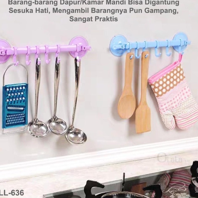DuaWarna Hanger Gantungan Sudut Gantungan 6 Kait Rak Dapur Kamar Mandi Handuk Hook Hanger Kait DE013