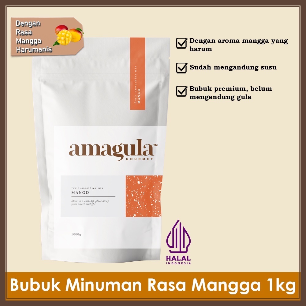 

BUBUK MINUMAN PREMIUM RASA MANGGA 1000g - AMAGULA - MANGO SMOOTHIE POWDER DRINK MIX (PREMIX) 1KG - HALAL