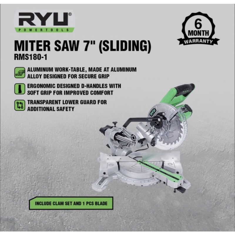 MESIN POTONG ALMUNIUM 7 INCH SLIDING RYU RMS 180-1 MITRE SAW MITER SAW