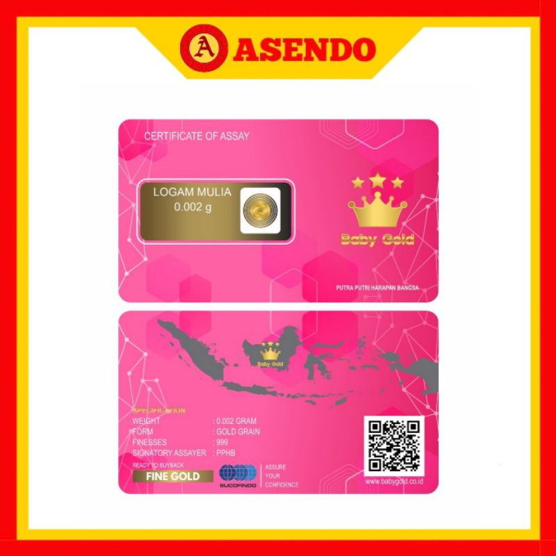StarBaby Gold Emas Mini 0,002 gram Logam Mulia 24 Karat 0.002gr || ASENDO