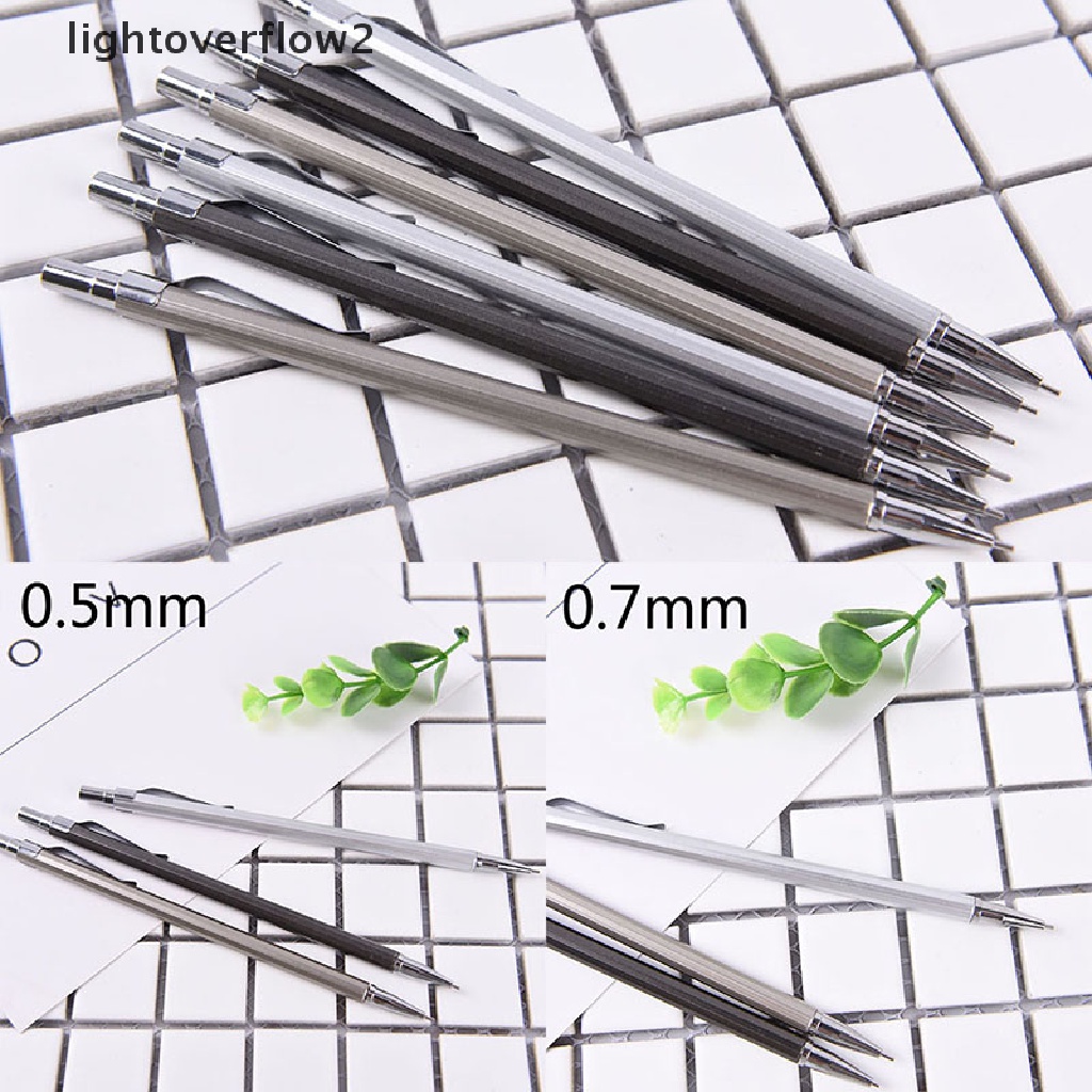 (lightoverflow2) Pensil Mekanik Otomatis 0.5 / 0.7mm Bahan Metal Untuk Menulis / Menggambar