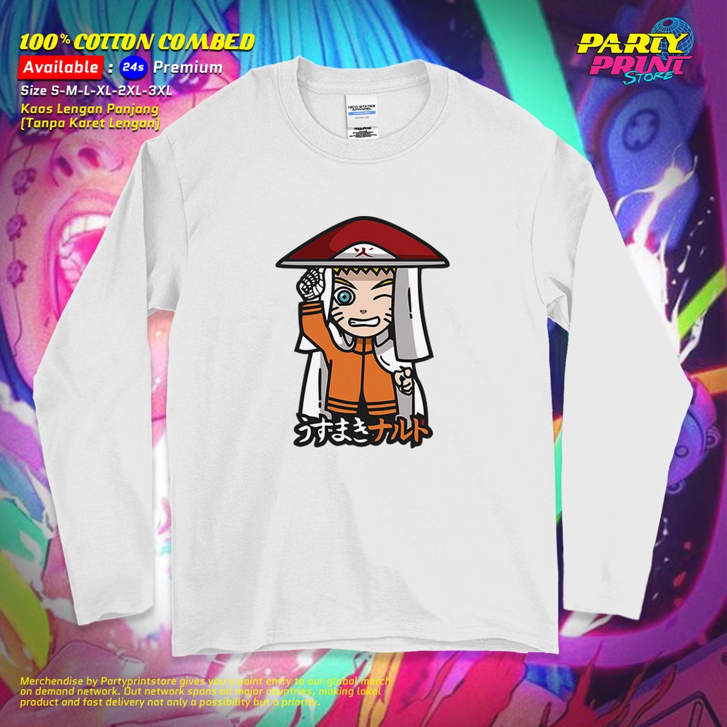 Partyprintstore Kaos Lengan Panjang Pria Anime Kartun Naruto Seventh