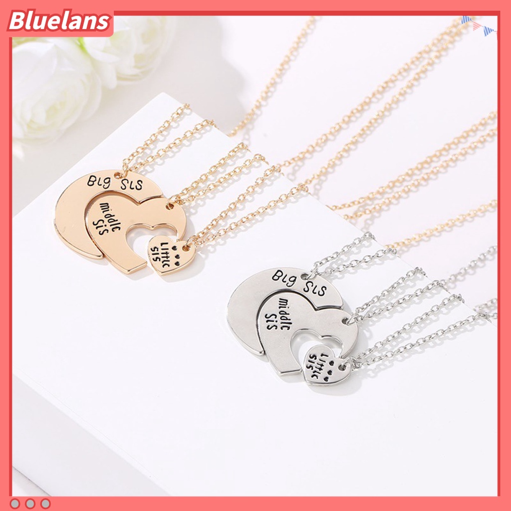 3pcs / Set Kalung Bentuk Hati Warna Kontras Untuk Wanita